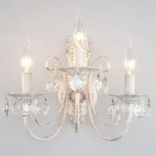 Eurosvet 00000065797 3305/3 / настенный светильник /   белый с золотом/прозрачный хрусталь Strotskis