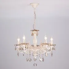 Eurosvet 00000063382 3281/5 / подвесной светильник /   белый с золотом/тонированный хрусталь Strotskis