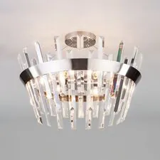 Eurosvet a047848 10111/5 / потолочный светильник / сатин-никель / прозрачный хрусталь Strotskis