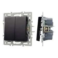 Arlight 043725 Механизм выключателя двухклавишный непроходной SWT-MK02-PL-BK (250V, 16A) (Arlight, -) 043725