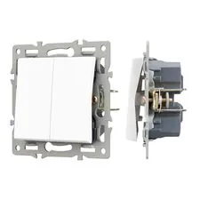 Arlight 043724 Механизм выключателя двухклавишный непроходной SWT-MK02-PL-WH (250V, 16A) (Arlight, -) 043724