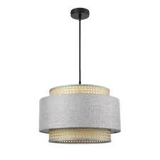 Lumion 47699; 8043/1 Подвесной светильник MODERNI LN25 266 черный/серый/бежевый, металл/текстиль/ротанг Е27 1*60W 220V LAUNA
