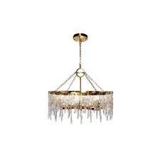 Garda Decor K2KG1102P-8A Люстра Tiara круглая латунь/стекло прозр. d80*h63см