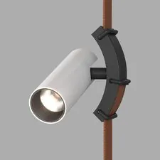 Denkirs DK5546-BW+BK Поворотный светильник для трека-ремня Belty, серия Spot, со светодиодом, D35*L126.5мм, 48V DC, 7W, RA90, 30°, 4000K, IP20, белый с черным, алюминий