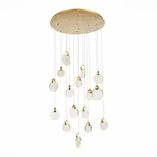 ST LUCE SL6104.203.16 Светильник подвесной Золотистый/Прозрачный,С пузырьками воздуха LED 16*3W 3000