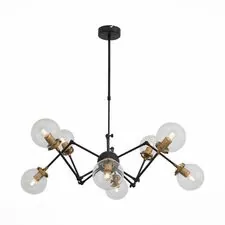 ST LUCE SL234.402.08 Люстра потолочная Черный, Золото/Прозрачный E27 8*40W (из 2-х коробок)