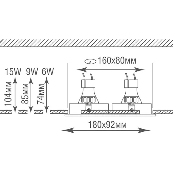 Donolux DL20174SQ2B Встраиваемый поворотный светильник под сменную лампу, изображение 4