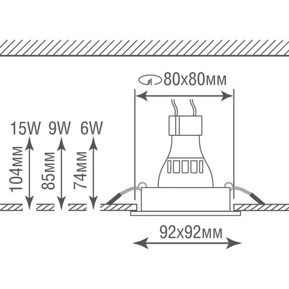 Donolux DL20174SQ1W Встраиваемый поворотный светильник под сменную лампу, изображение 2