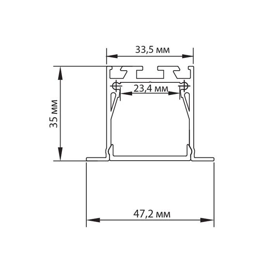 Donolux DN18502H3RAL9005 Врезной алюминиевый профиль,  47,2х35х3000. Цвет: черный ,Серия:DN8ALE, изображение 2