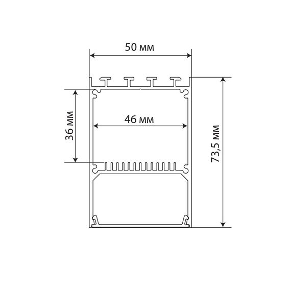 Donolux DN18516RAL9003 Накладной/подвесной алюминиевый профиль, 50х73,5х2000. Цвет: Белый матовый, RAL9003,серия:DN8HF, изображение 2