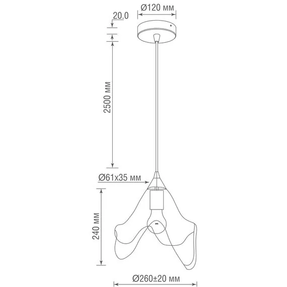 Donolux S111055.1PN Подвес, 1хЕ27 40Вт, плафон стеклянный, прозрачный, изображение 5