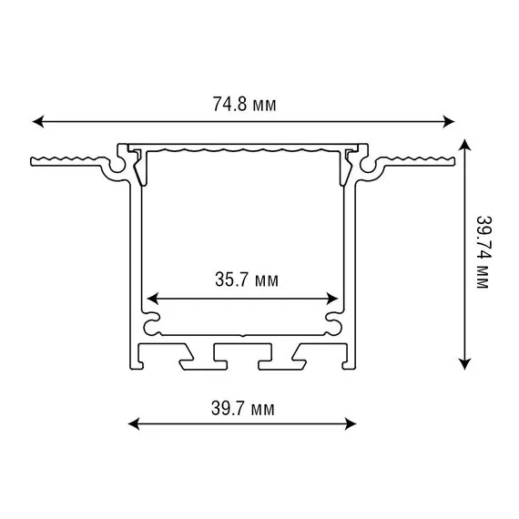Donolux DN18519H3 Встраиваемый алюминиевый профиль под шпаклевку,  40х76х3000. Цвет: Серебро,Серия:DN8ALE, изображение 4