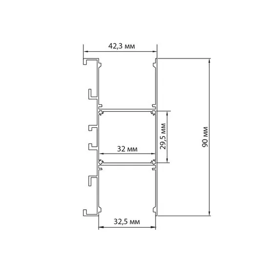 Donolux DN18520Alu Накладной двусторонний алюминиевый профиль, 42,3х90х2000. Цвет: Анодированное серебро,серия:DN8HF, изображение 5