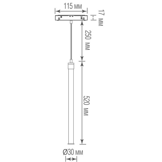 Donolux DL20354NW7B Led светильник для Round Line,  Tuba, DC 48В, 7Вт, Ra90, D30xH520 мм, Hmax770 мм, длина провода 250 мм, 460Лм, 360°, 4000К, изображение 3