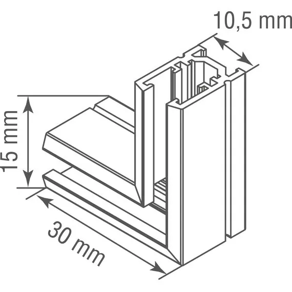 Donolux L corner DLSM CB L-образный угол-соединитель для накладного шинопровода Slim Line Mini, L30*W10,5*H15 мм, черный, изображение 2