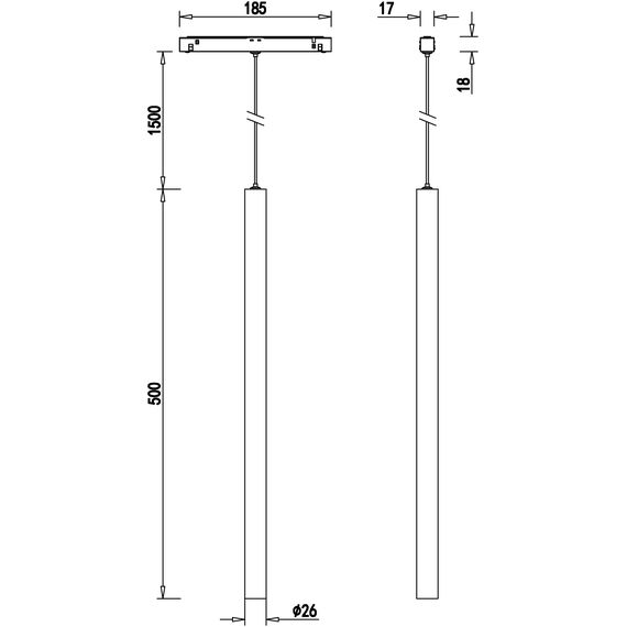 Donolux DL20301WW5BS Светильник для SPACE-Track system 5Вт, D26xH500 мм, 400Лм, 28°, 3000К, диммируемый 0-10В, Ra >90, черный, изображение 5