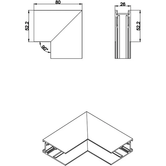 Donolux Inner corner CW Внутренний угол-соединитель для подвесного/накладного/встраиваемого шинопровода, изображение 3