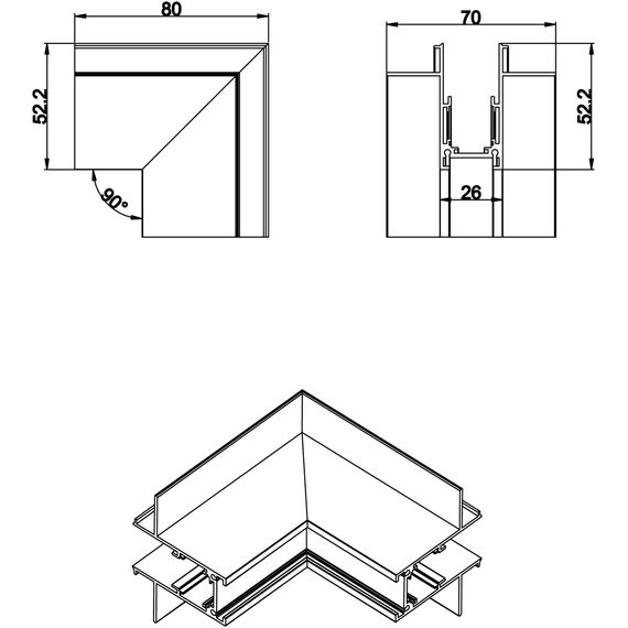 Donolux Outter corner InB Внешний угол-соединитель для встраиваемого шинопровода, изображение 2