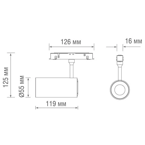 Donolux DL20295WW15BND Светодиодный светильник Alpha для SPACE Track system 15Вт, D55xL115 мм, 1233Лм, 36°, 3000К, недиммируемый, Ra>90, черный, изображение 5