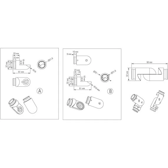 Donolux L corner DLR B2 Токопроводящий поворотный коннектор, DC 48В, D32xL61мм, изображение 2