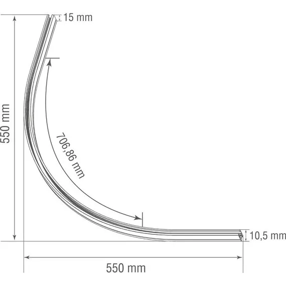 Donolux R corner 900 CB Круглый угол-соединитель для накладного шинопровода Slim Line Mini, R900*L550*H15 мм, черный, изображение 4