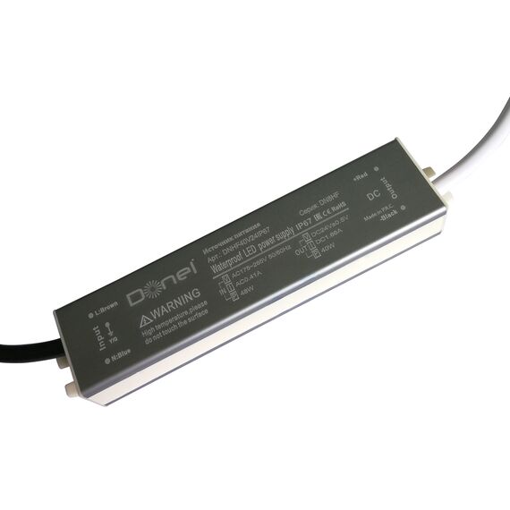 Donolux DNHF40V24IP67 Блок питания для светодиодной ленты 40Вт,DC24В,1.66А, IP67, 140x30x20мм, изображение 2
