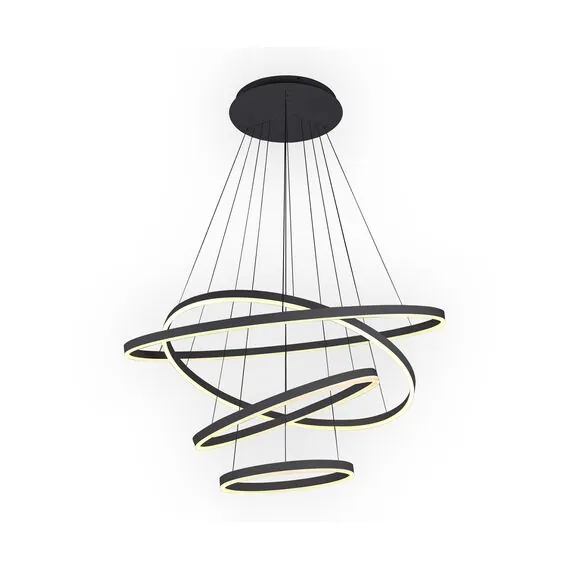 Kink Light 08204,19A(4000K) Подвес Тор черный d100+80+60+40 h160 Led 174W (4000K) диммируемый с пультом ДУ