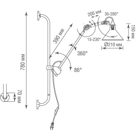 Donolux DL20653W1BBlack Бра, 1хЕ14 40W, изображение 3