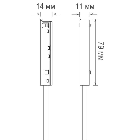 Donolux Power connector DLS B Адаптер с подводом питания для подвесного/накладного/встраиваемого шинопровода, L1079*W11*H14 мм, черный, изображение 4