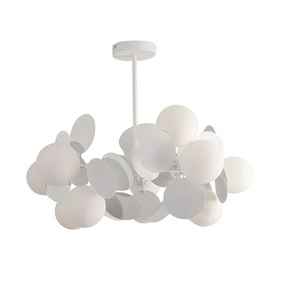 Kink Light 074160-10,01(01) Подвес Матиас белый d67 h50 G9 10*5W (Led лампы в комплекте, 4000K) (белый корпус, белые декор элементы)