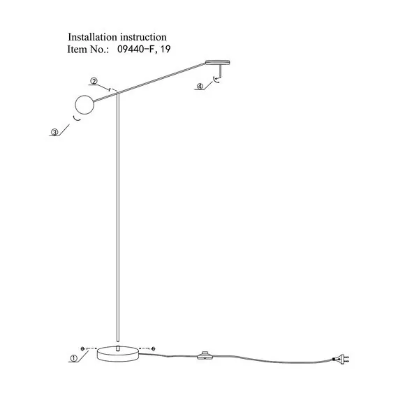 Kink Light 09440-F,19(4000K) Торшер Некси черный d23 L91 h125 Led 8W (4000K), изображение 2