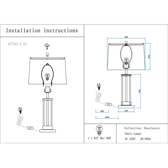 Kink Light 07703-T,20-21(01) Настольная лампа Милта бронза/прозрачный/белый d38 h68 E27 1*40W, изображение 2