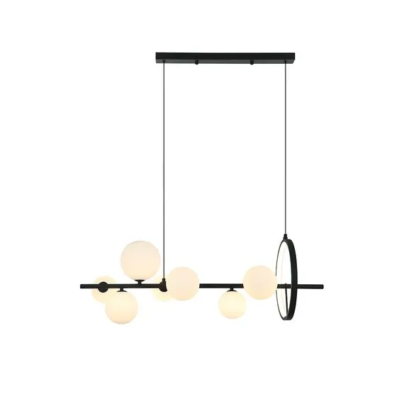 Kink Light 07608-7A,19(01) Люстра Иона черный  (плафоны белые матовые) w90*28 h150 G9 7*5W+ Led 17W (4000K) (Led) (лампами не комплектуется), изображение 3