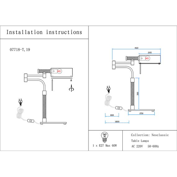 Kink Light 07718-T,19 Настольная лампа Джиона черный d47 h55 E27 1*40W, изображение 2