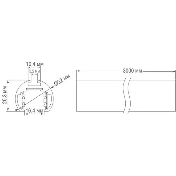 Donolux DLR3000CB Шинопровод Round Line накладной/подвесной, 16А L3000xW32xH26,3мм, черный, изображение 4