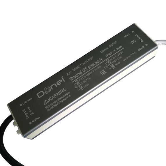 Donolux DNHF75V24IP67 Блок питания для светодиодной ленты 75Вт,DC24В,3.12А, IP67, изображение 2