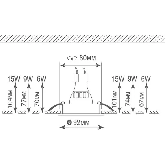 Donolux DL1521R1B Светильник встраиваемый, поворотный круглый, GU10, D92хH54мм, IP20, черный, без лампы, изображение 5