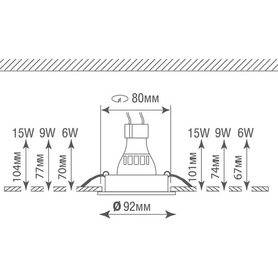 Donolux DL1521R1W Светильник встраиваемый, поворотный круглый, GU10, D92хH54мм, IP20, белый, без лампы, изображение 5