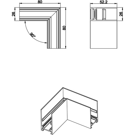 Donolux L corner CW M L-образный угол-соединитель для подвесного/накладного/встраиваемого шиноп, изображение 5