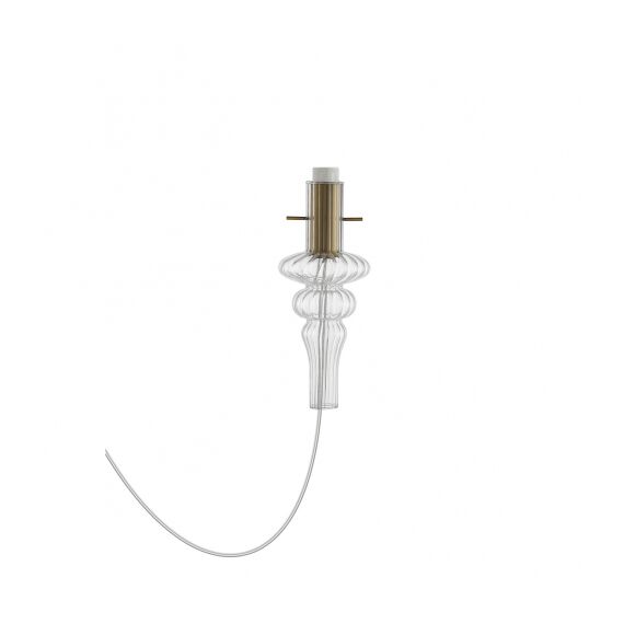 Donolux Glass DL20751 Clear Brass Декоративный стеклянный элемент прозрачный CASCATA, D105xH250 мм, с патроном 1хЕ14 40Вт макс. (латунный напатронник, металл), прозрачный провод 2000 мм