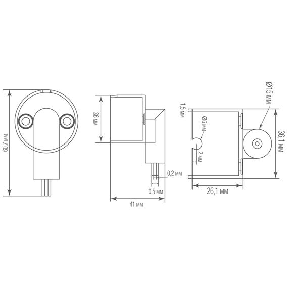 Donolux Power Connector DL20651 W1 Адаптер с подводом питания и клеммной колодкой для светильника DL20651, DC24В, D36xL60,7xH40,5 мм, белый, изображение 4