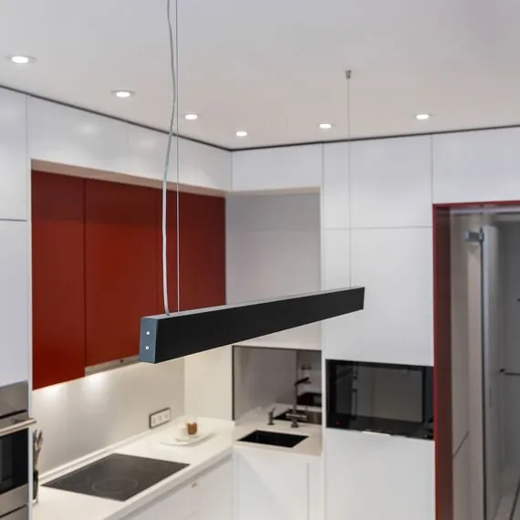 Elektrostandard a042953 101-200-30-128 Линейный светодиодный подвесной односторонний светильник 128см 25W 6500K черная шагрень, изображение 3