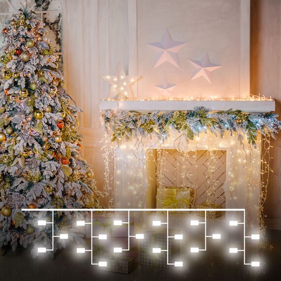 Eurosvet a060410 100-001 Гирлянда бытовая электрическая бахрома теплый белый