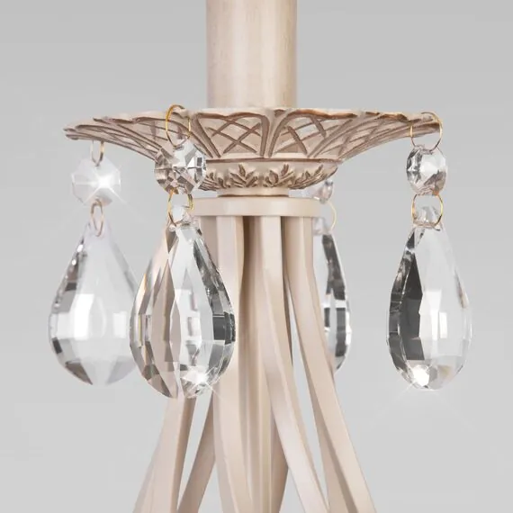 Eurosvet 00000079086 10073/1 Напольный светильник белый с золотом/прозрачный хрусталь Strotskis, изображение 4