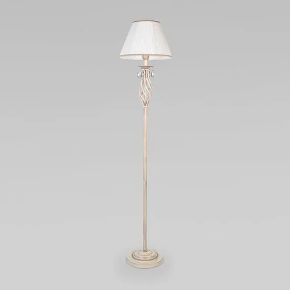 Eurosvet 00000079086 10073/1 Напольный светильник белый с золотом/прозрачный хрусталь Strotskis