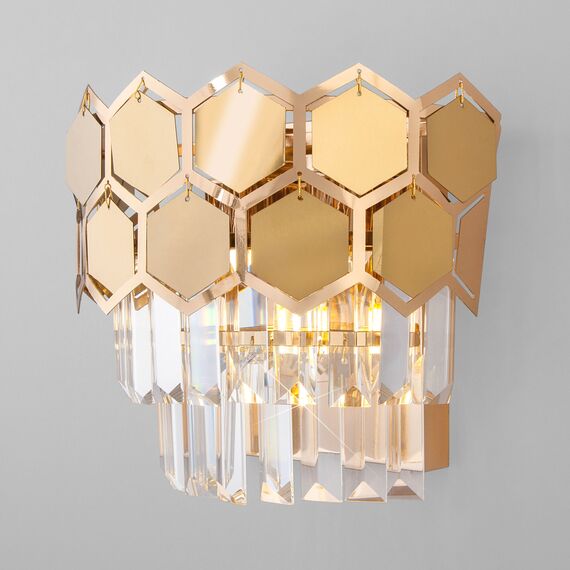 Eurosvet a055317 10124/2 Настенный светильник золото/прозрачный хрусталь Strotskis