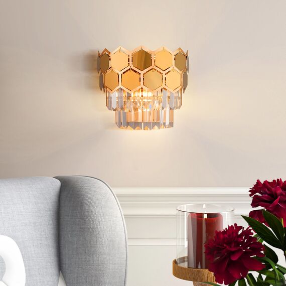 Eurosvet a055317 10124/2 Настенный светильник золото/прозрачный хрусталь Strotskis, изображение 6