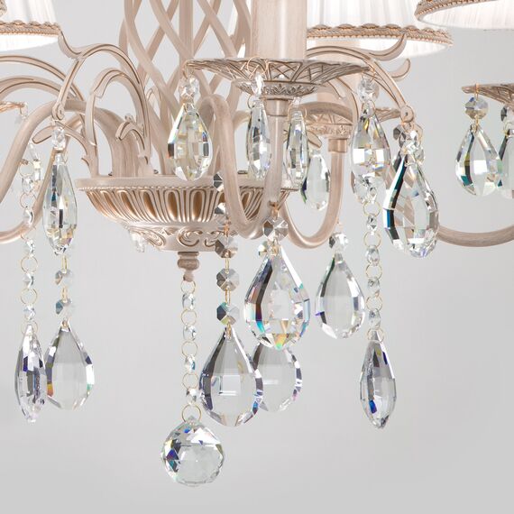 Eurosvet 00000077237 10054/5 Подвесной светильник белый с золотом/прозрачный хрусталь Strotskis, изображение 2