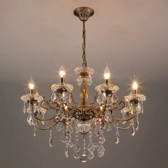 Eurosvet 00000063379 3281/8 Подвесной светильник античная бронза/прозрачный хрусталь Strotskis, изображение 4