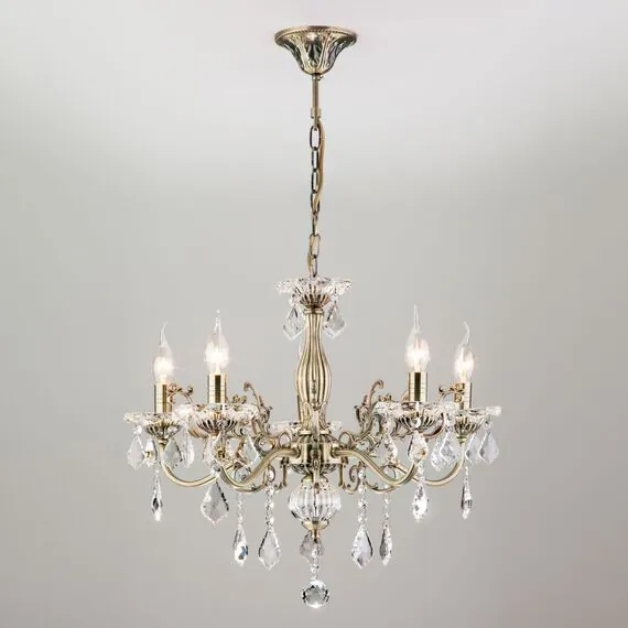 Eurosvet 00000063378 3281/5 Подвесной светильник античная бронза/прозрачный хрусталь Strotskis